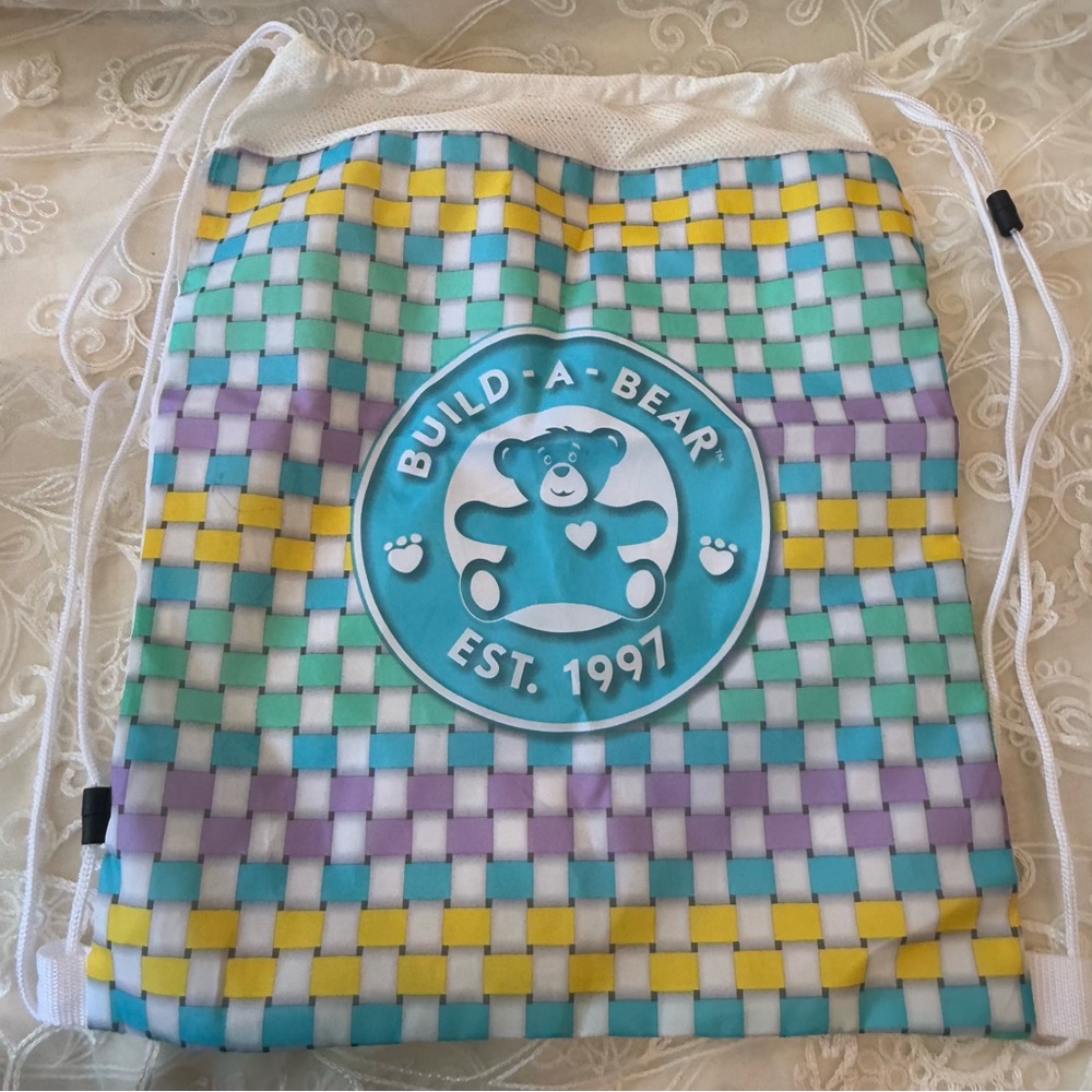Build-A-Bear Blue and Yellow Drawstring Bag